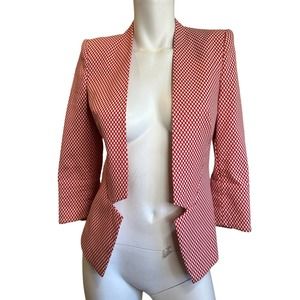 MARYLING Red and Cream Open Front Blazer 3/4 Sleeves sz 36=S EUC